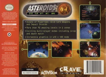 Asteroids Hyper 64 (USA) box cover back